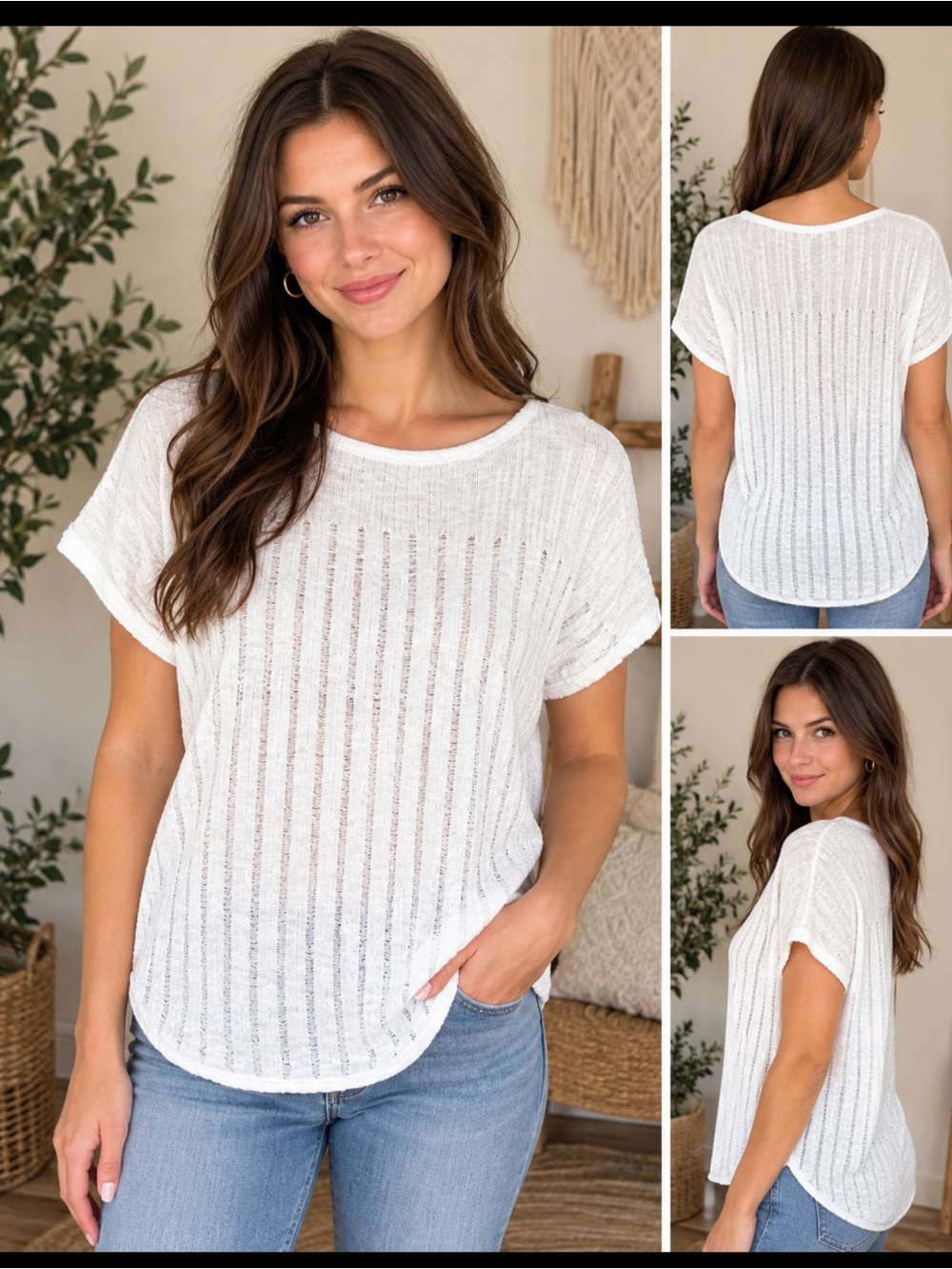 New Direction Lightweight White knit sweater women’s small